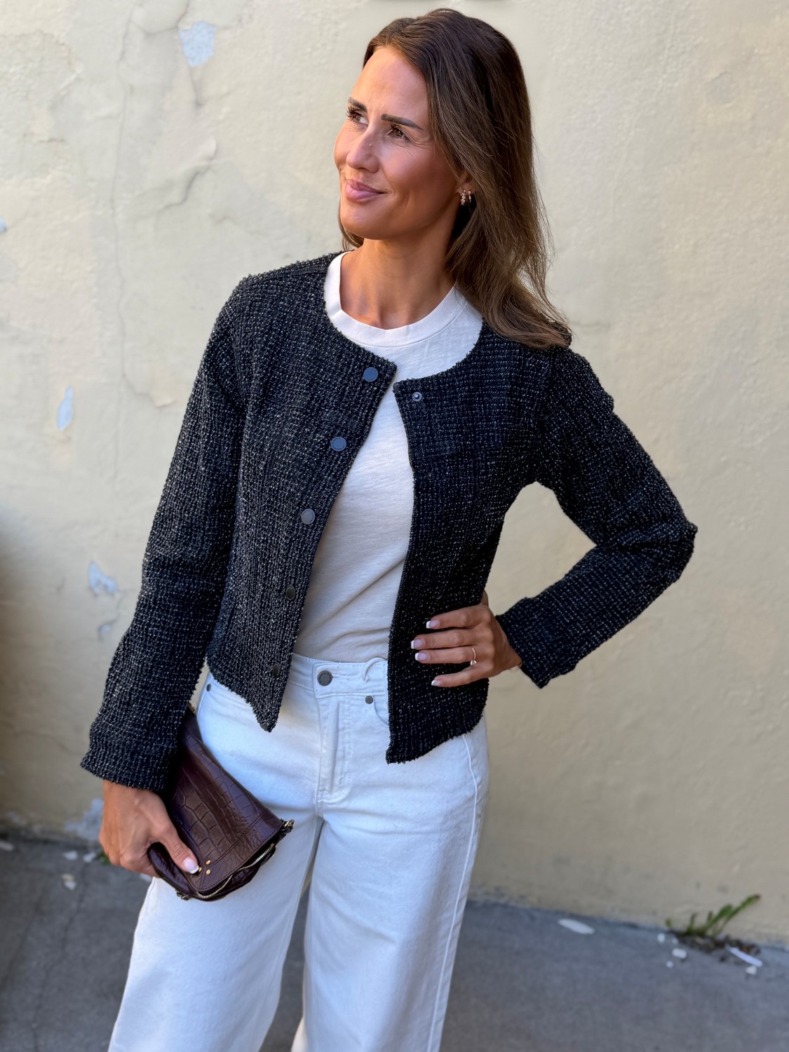 My Essential Wardrobe Esme Short Jacket Black Wash – Kort strukturert jakke