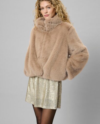My Essential Wardrobe Alexa Fur Jacket Greige