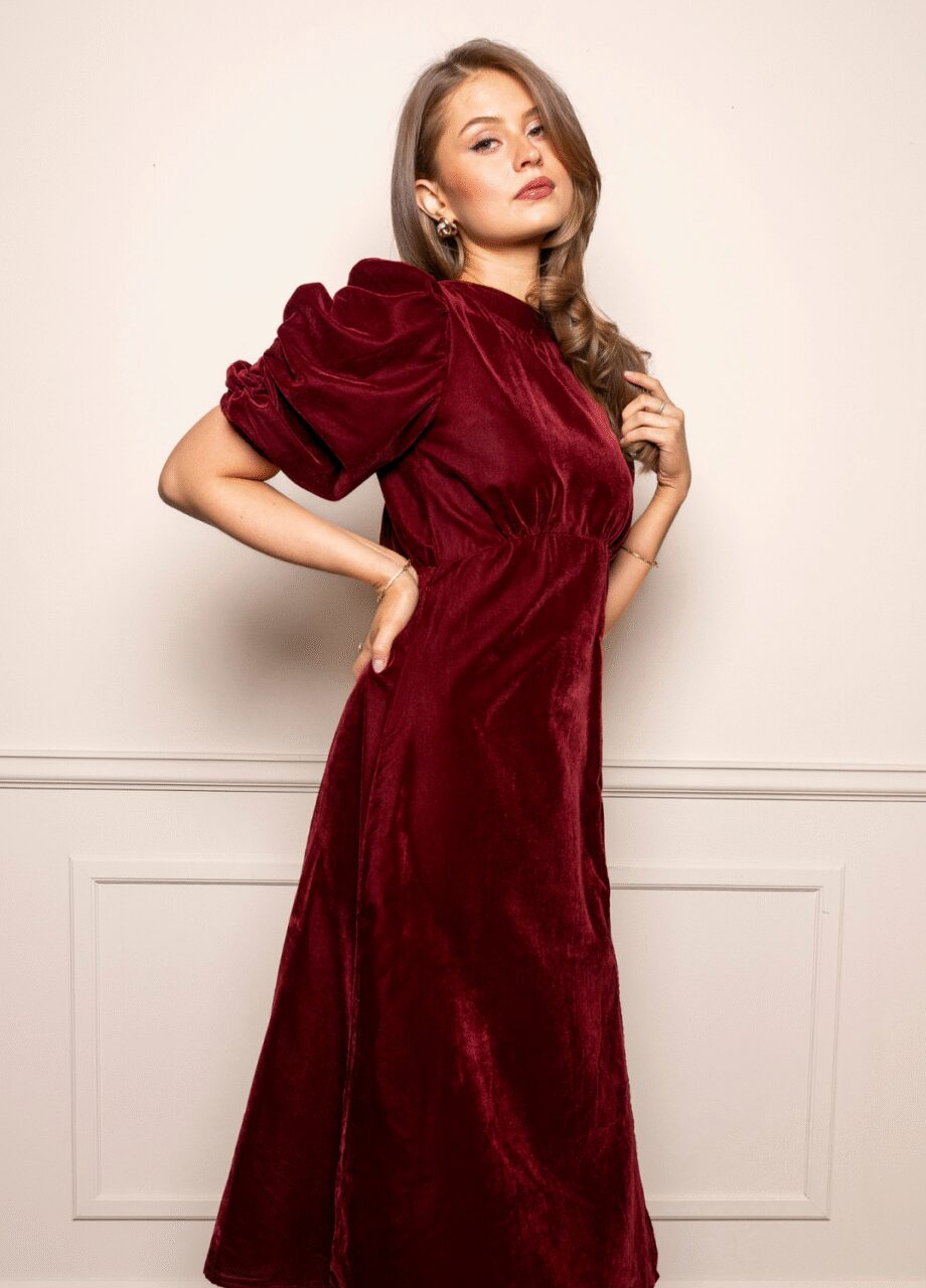 Miss Maya Dakota Dress Velvet Bordeaux