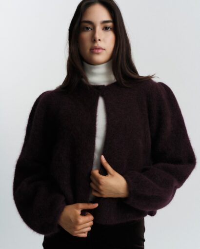 Ella & il Amelia Chunky Cardigan Red Wine