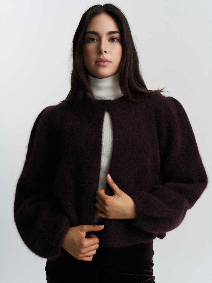 Ella & il Amelia Chunky Cardigan Red Wine