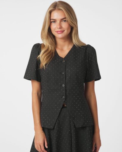 Neo Noir Jules Pinstripe Blouse