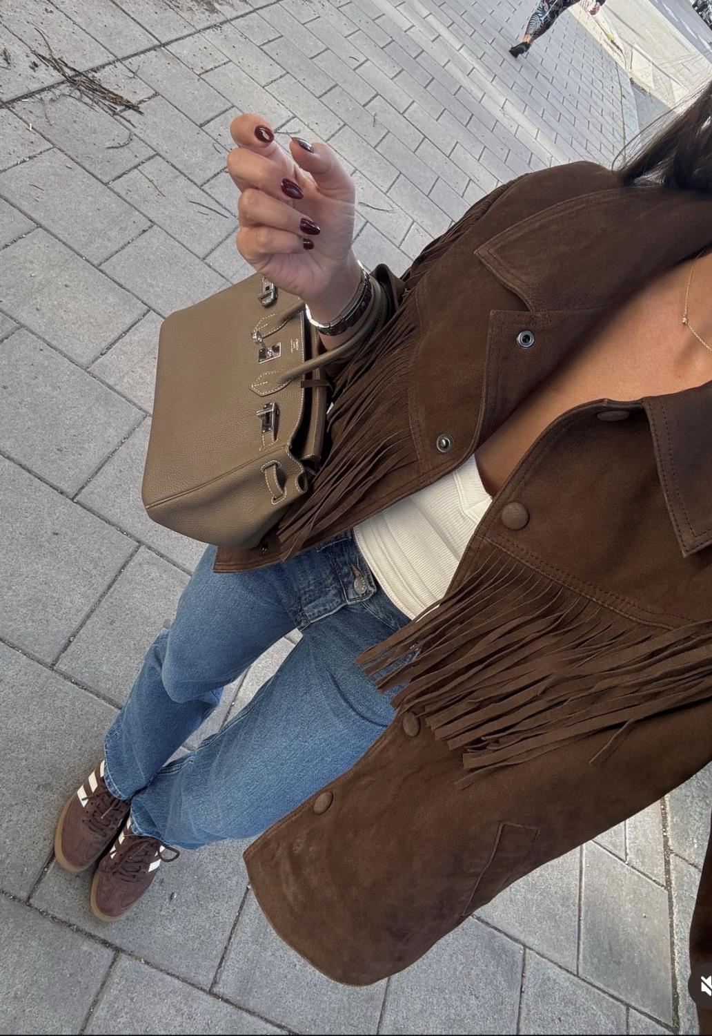 YAS Hanna Suede Leather Fringe Jacket - Forhåndsbestilling