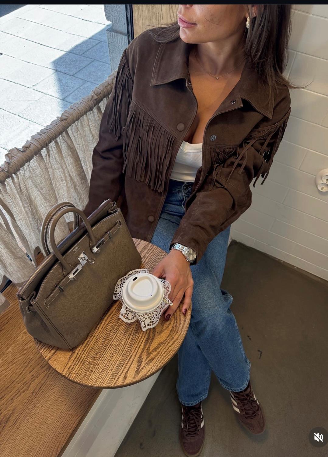 YAS Hanna Suede Leather Fringe Jacket - Forhåndsbestilling