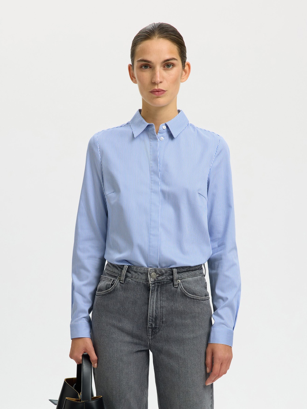 Selected Femme Fromie striped fitted Shirt