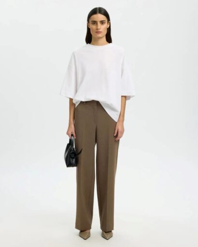 Selected Femme Rita Wide Pant Chocolate 32"
