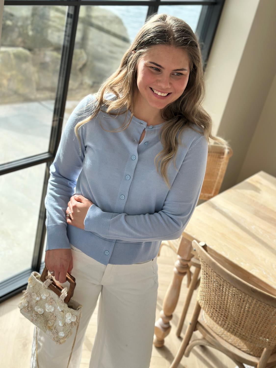 Selected Femme Thea Merino Cardigan Cashmere Blue