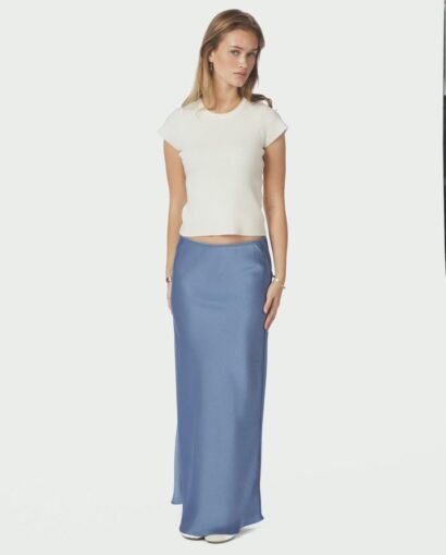 Neo Noir Vicky Heavy Sateen Skirt Smoke Blue