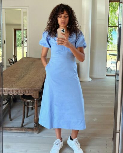 Neo Noir Illana Poplin Dress Sky Blue