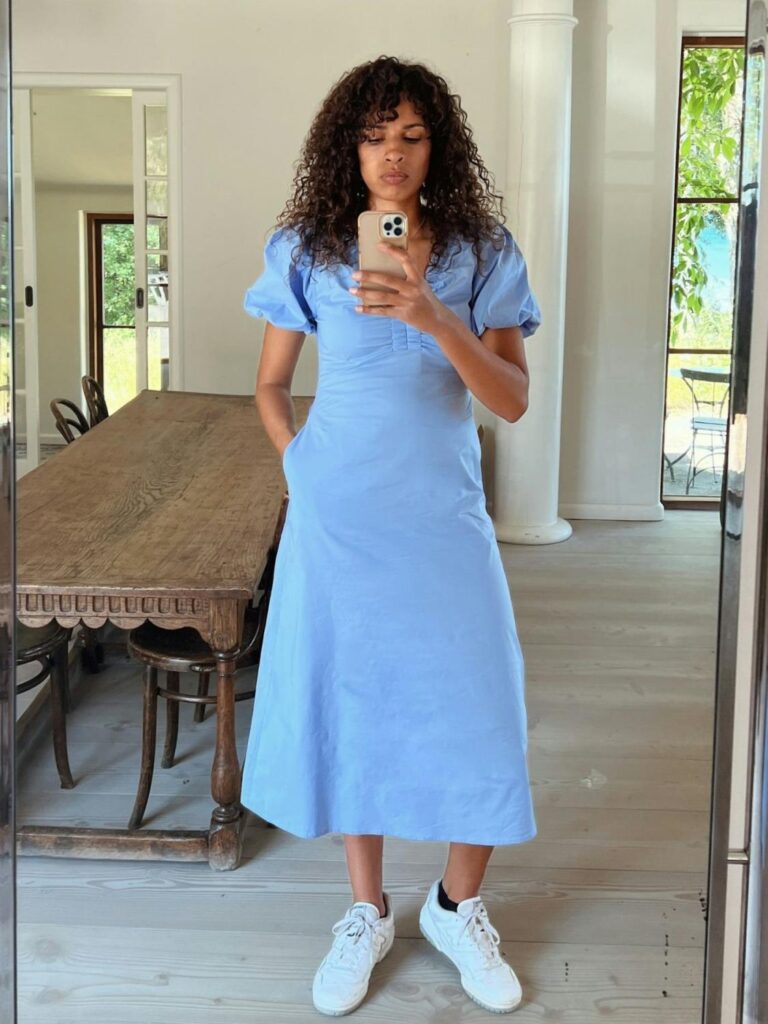 Neo Noir Illana Poplin Dress Sky Blue