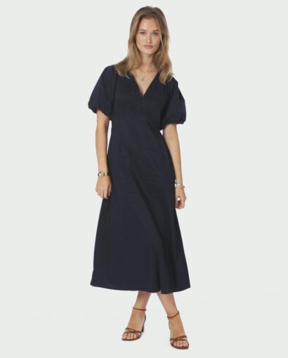Neo Noir Illana Poplin Dress Navy