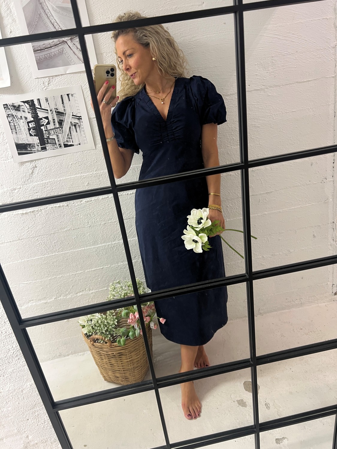 Neo Noir Illana Poplin Dress Navy