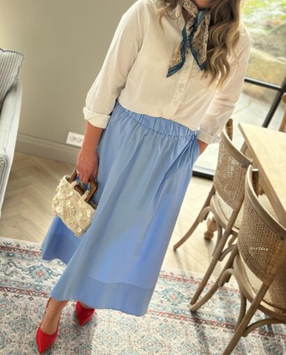 Neo Noir Yara Long Popline Skirt Sky Blue