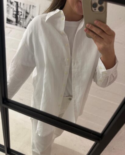 Selected Femme Cleo Oversize Linen Shirt White