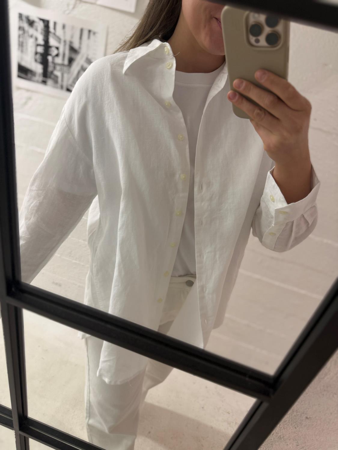 Selected Femme Cleo Oversize Linen Shirt White