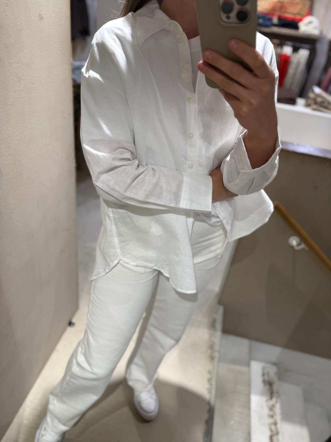 Selected Femme Cleo Oversize Linen Shirt White