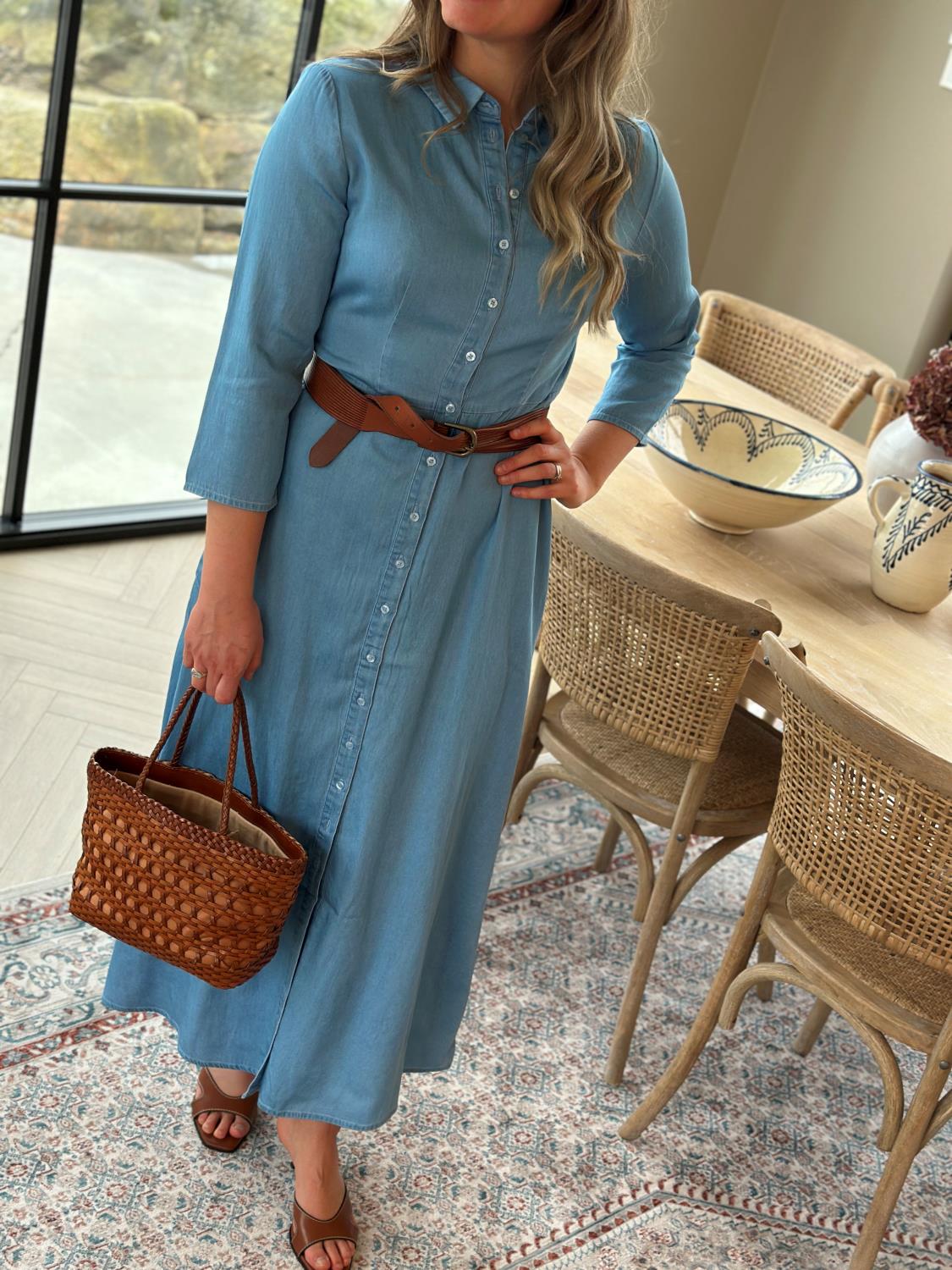 YAS Savanna 3/4 Long Chambery Denim Dress
