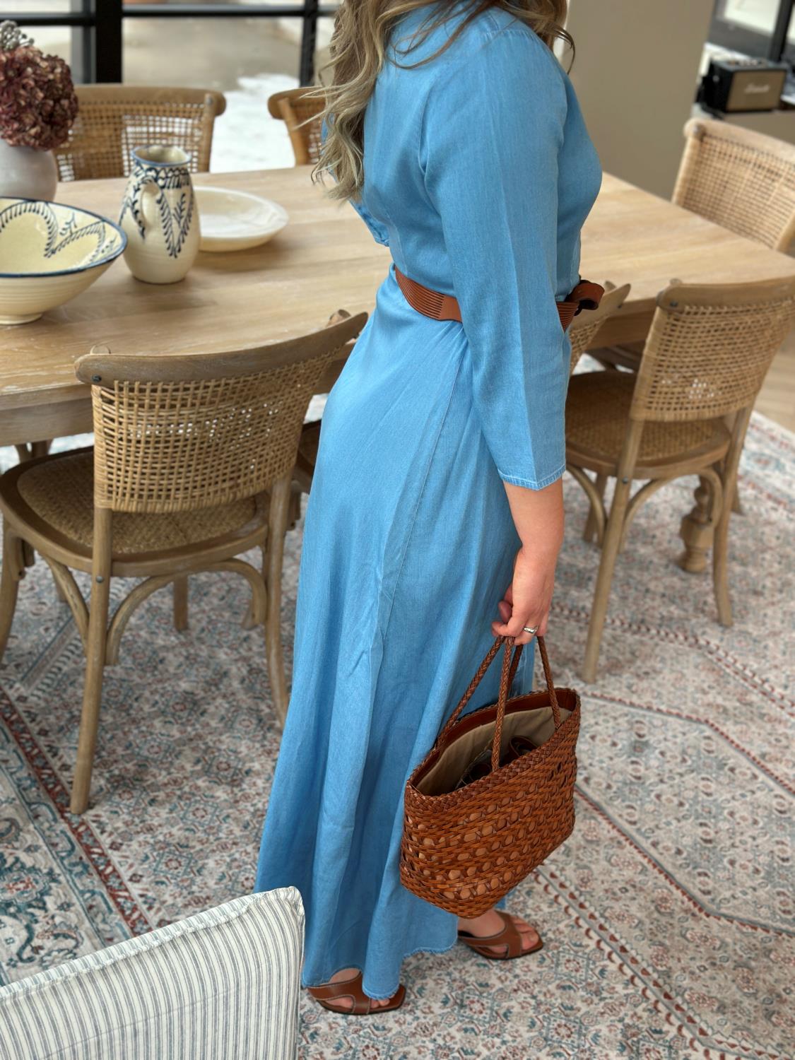 YAS Savanna 3/4 Long Chambery Denim Dress