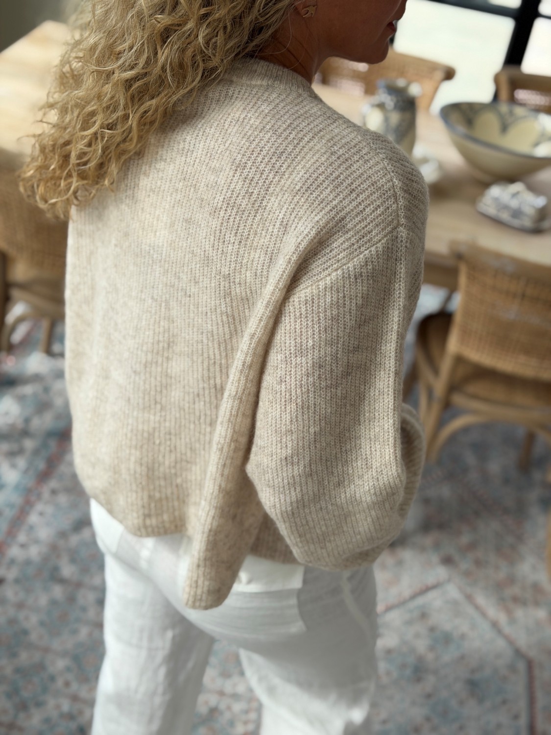 Urban Pioneers Santina Cardigan Light Sand - Mohair cardigan dame