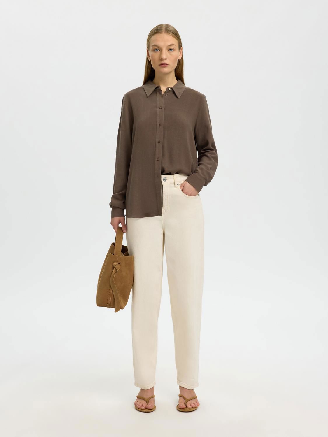 Selected Femme Viva Sun Shirt Chocolate Chip