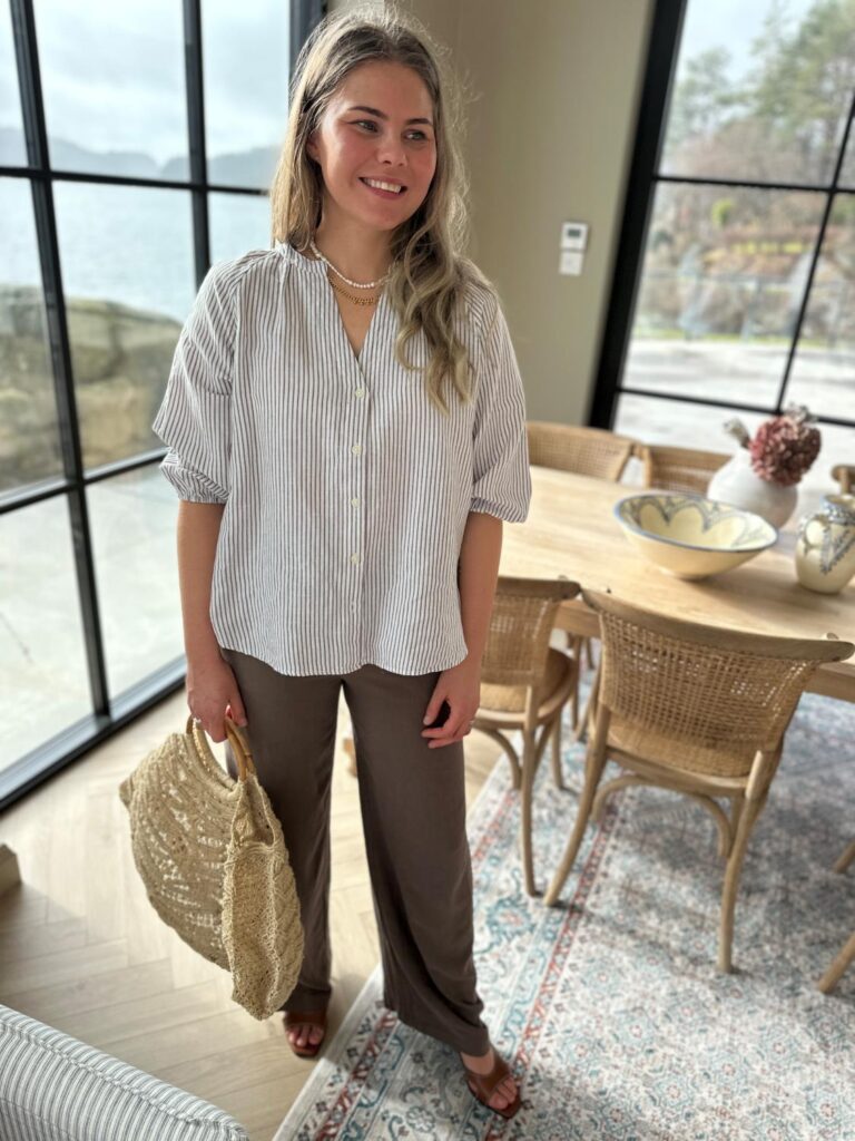 Selected Femme Celo-Alberta Linen Blend Shirt White/chocolate