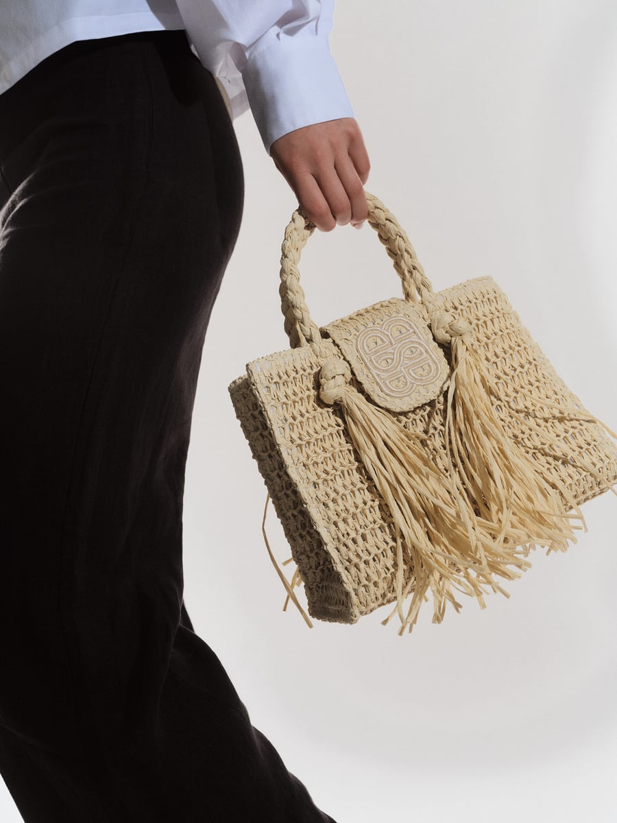 Ella & il Sigrid Straw Bag Beige