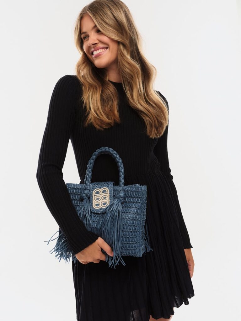 Ella & il Sigrid Straw Bag Blue