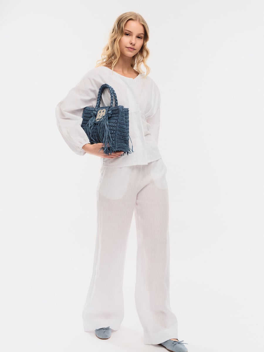 Ella & il Sigrid Straw Bag Blue