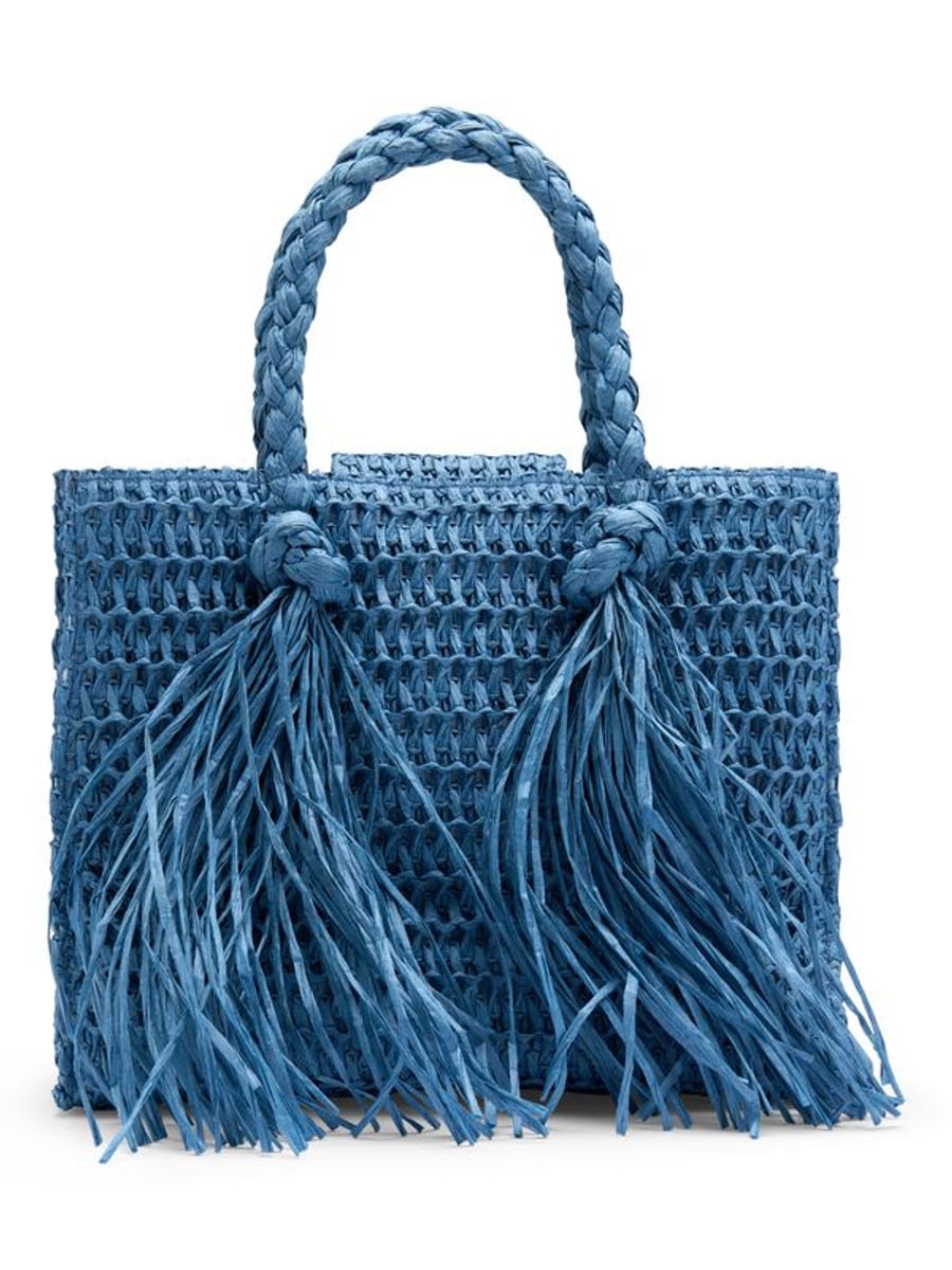 Ella & il Sigrid Straw Bag Blue
