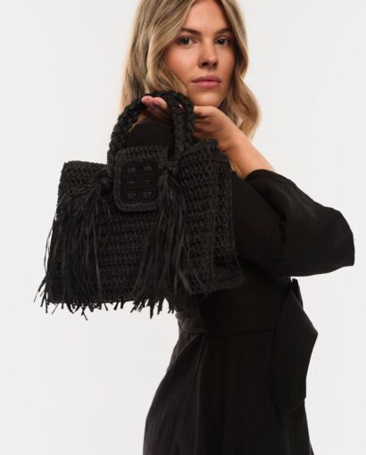 Ella & il Sigrid Straw Bag Black