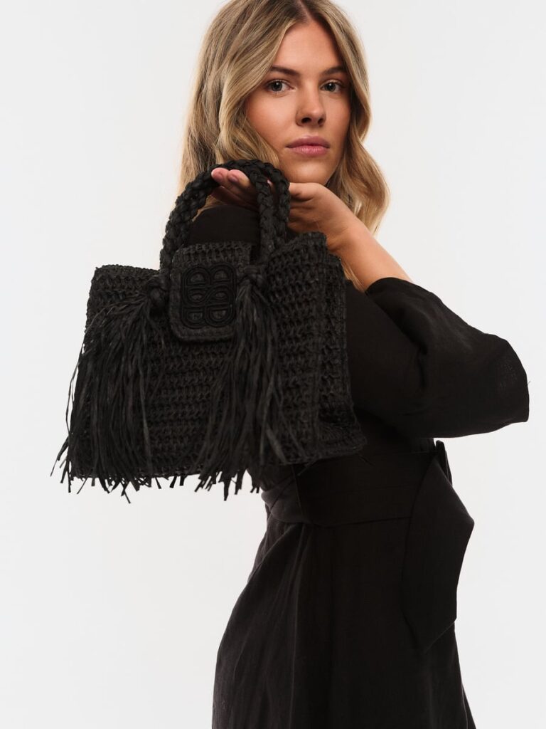 Ella & il Sigrid Straw Bag Black