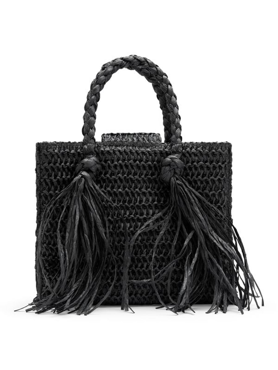Ella & il Sigrid Straw Bag Black