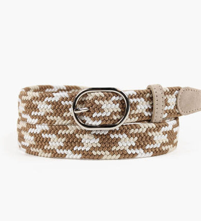 Nohr Nora flettet strikkbelte flerfarget brunt