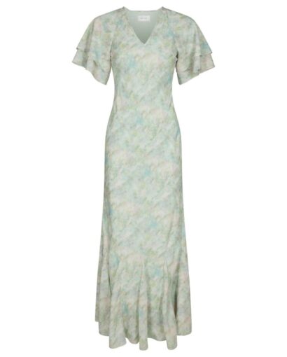Neo Noir Celesse Print Chiffon Dress Light Green
