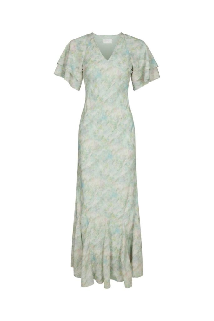 Neo Noir Celesse Print Chiffon Dress Light Green