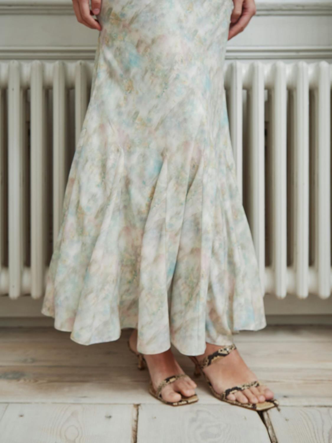 Neo Noir Celesse Print Chiffon Dress Light Green