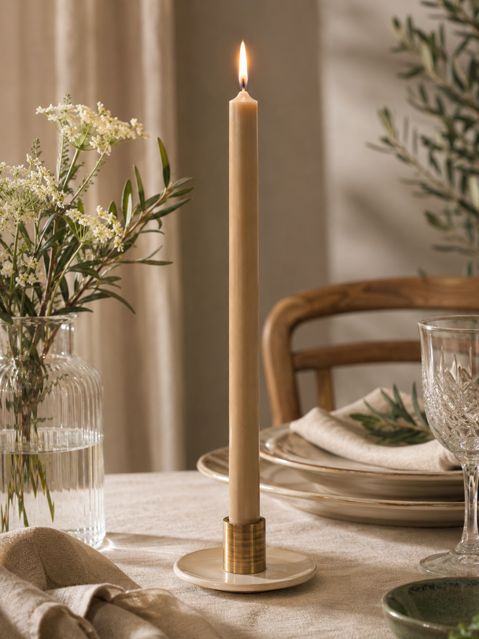 Ib Laursen smale stearinlys beige