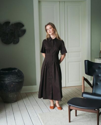 Neo Noir Baia Poplin Dress Chocolate Brown