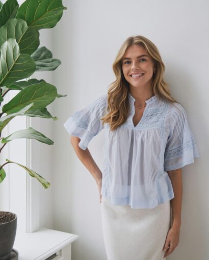 Neo Noir Siama Voile Blouse Light Blue