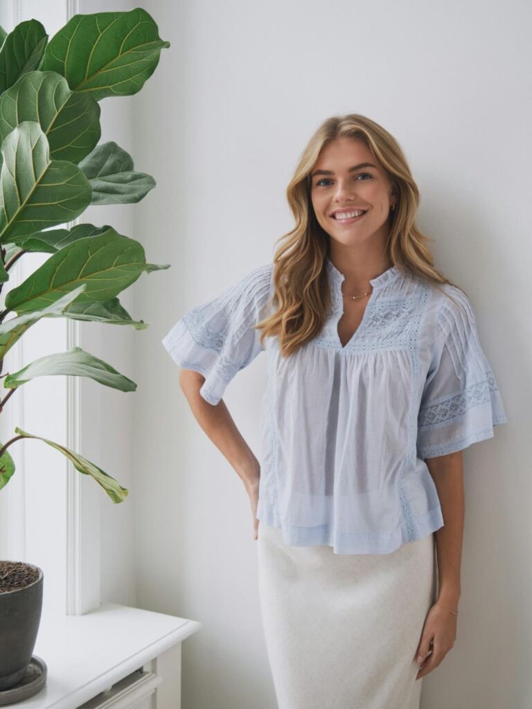 Neo Noir Siama Voile Blouse Light Blue