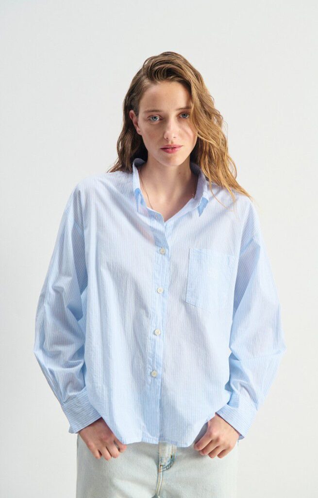 American Vintage Blue Stripe Shirt ELU06A