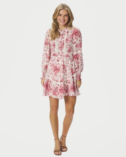 Neo Noir Roberta Flower Print Dress Evening Rose