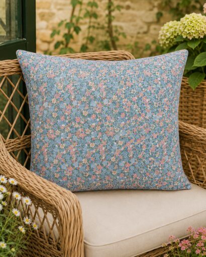 IB Laursen Liberty Pute Blomster Blå – 60x60 cm