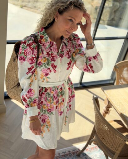 YAS Rosie Dress Birch/Rosie – Blomstrete sommerkjole