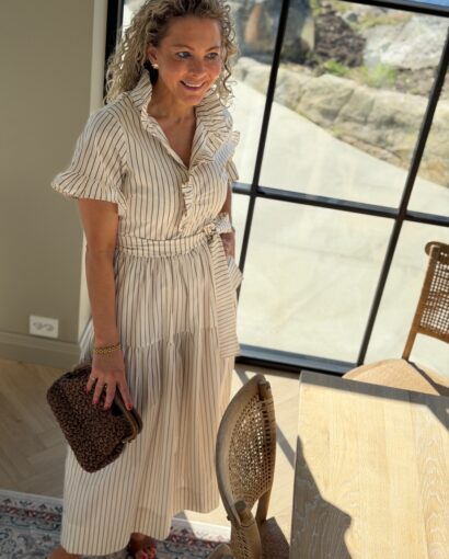 Neo Noir Nellie Wide Stripe Dress Ivory – Stripete kjole i bomull