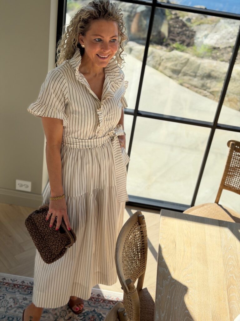 Neo Noir Nellie Wide Stripe Dress Ivory – Stripete kjole i bomull