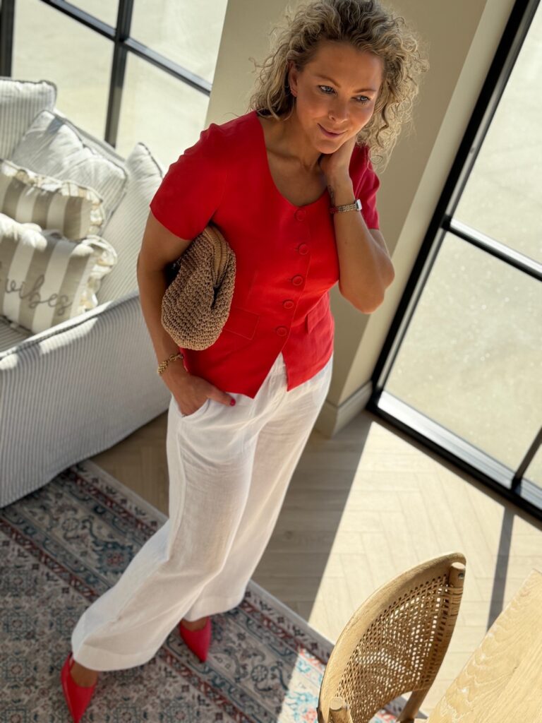 YAS Birmo SS Blazer Poinsettia – Blazer med korte ermer / topp i rød