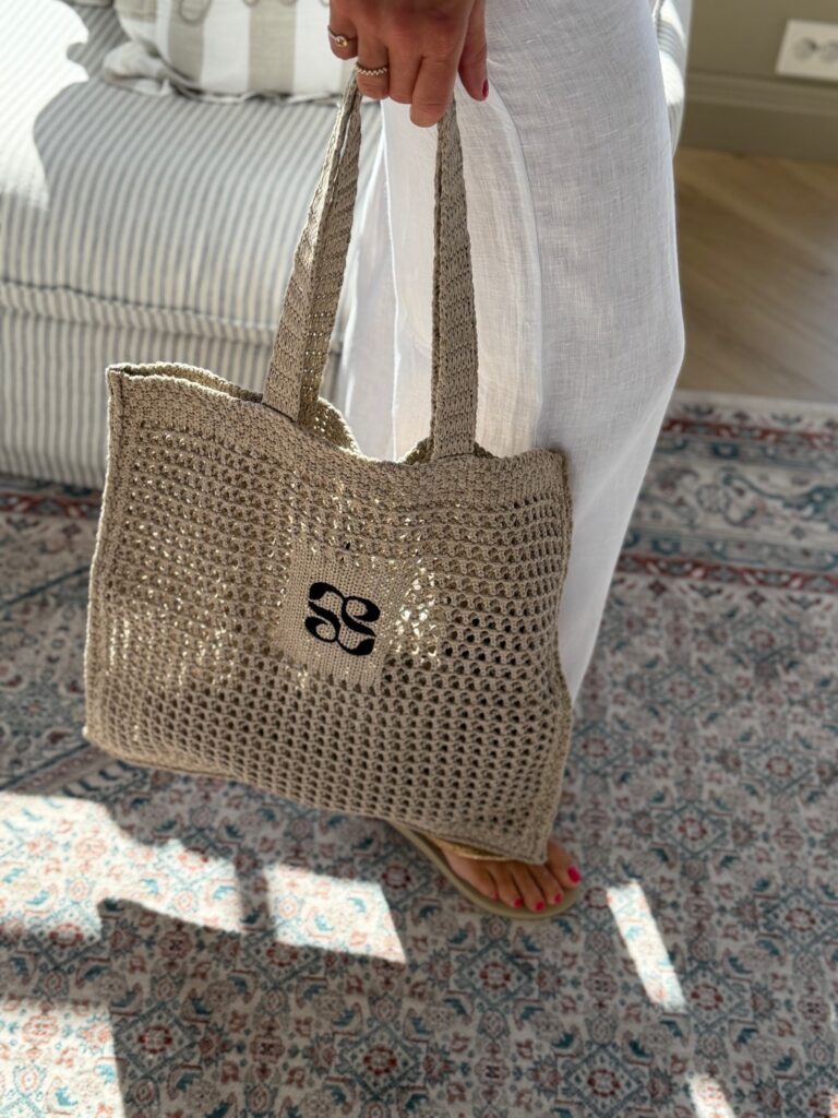 My Essential Wardrobe Crochet Tote Bag Beige Melange – Heklet veske i beige