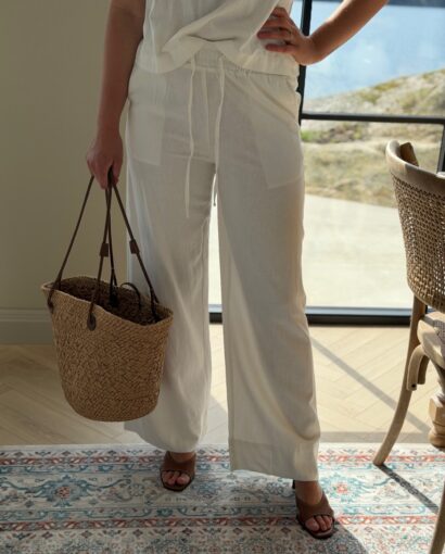 My Essential Wardrobe Dias Pant White – Linbukse i matchende sett