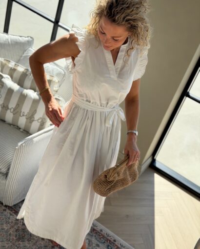 Selected Femme Ida Regular Long Dress – Hvit sommerkjole i bomull